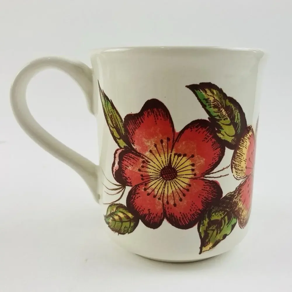2 Pier 1 Coffee Mugs Made Italy Fruit Hawaii Flower Earthenware New Harvest Appl